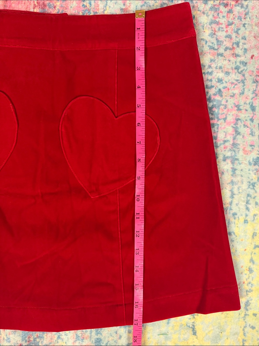 Lazy Oaf Red Mini Skirt with Black Heart Buttons - Picture 6 of 6